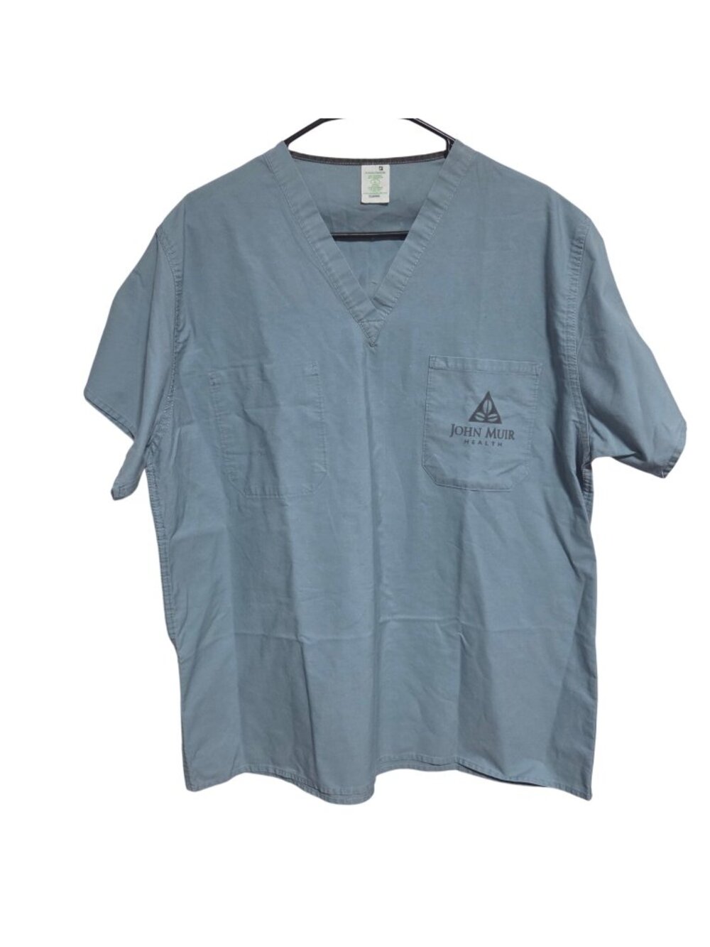Blue Scrub Top Size Large Short Sleeve V-Neck Medical Uniform John Muir Health